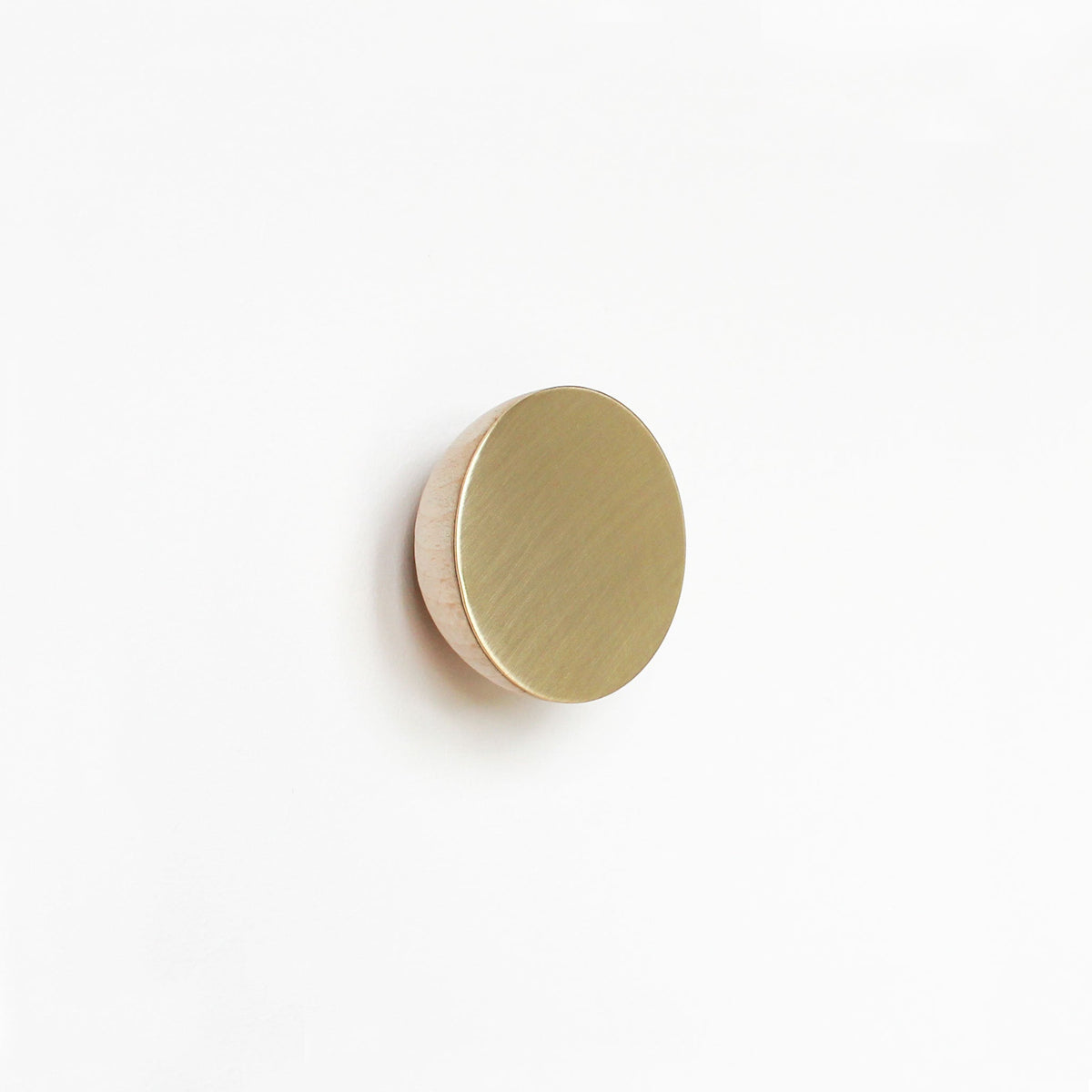 Round Beech Wood & Brass Wall Hook