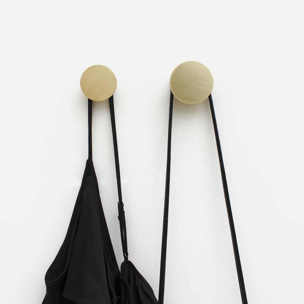 Round Beech Wood & Brass Wall Hook