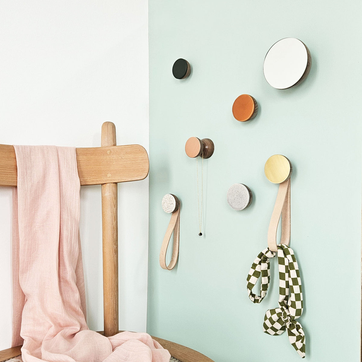 Geometric Walnut Wood & Copper Wall Hook