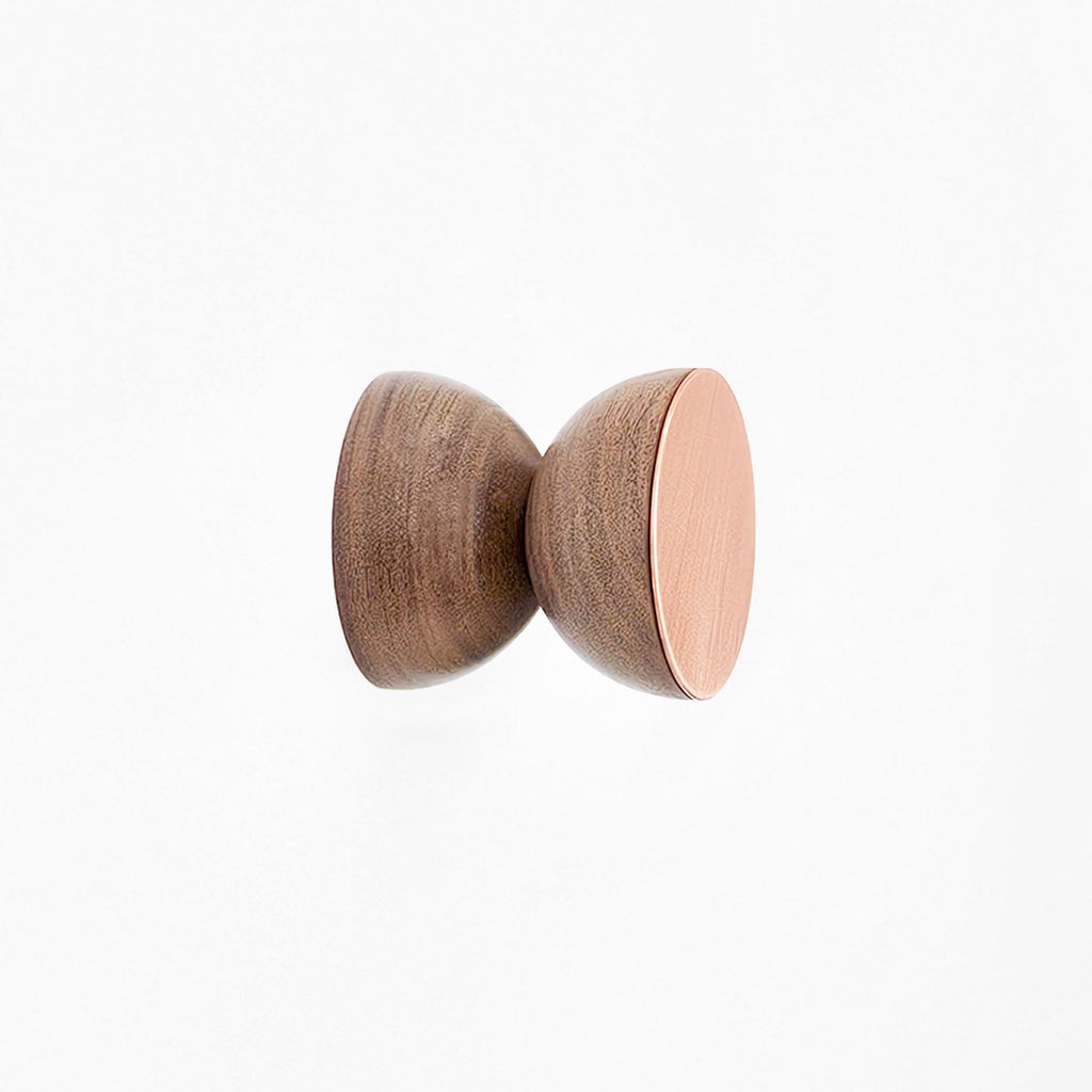 Geometric Walnut Wood & Copper Wall Hook