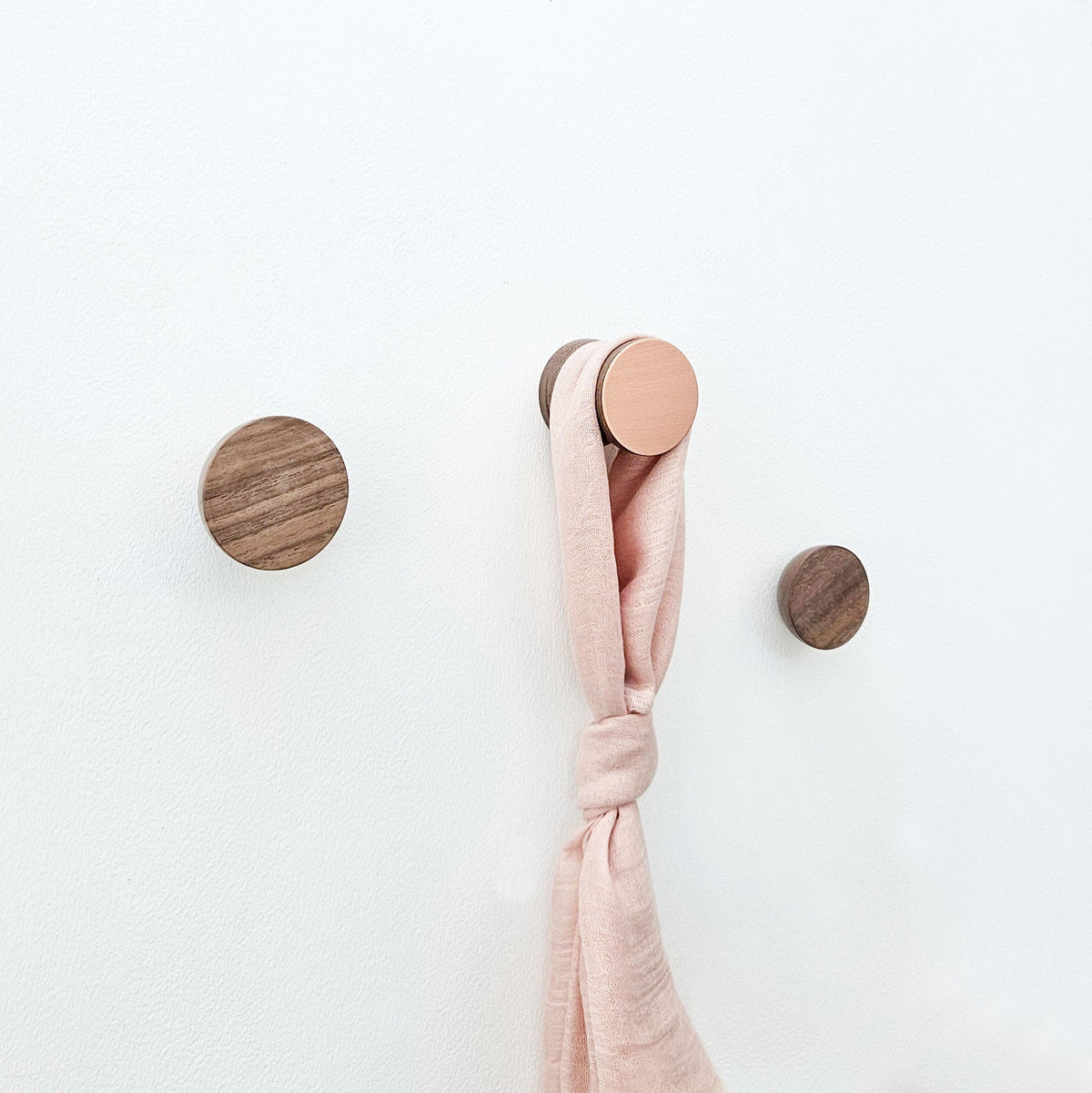 Geometric Walnut Wood & Copper Wall Hook