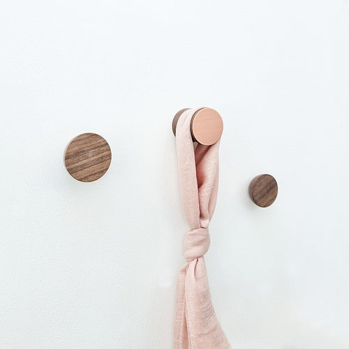 Geometric Walnut Wood & Copper Wall Hook